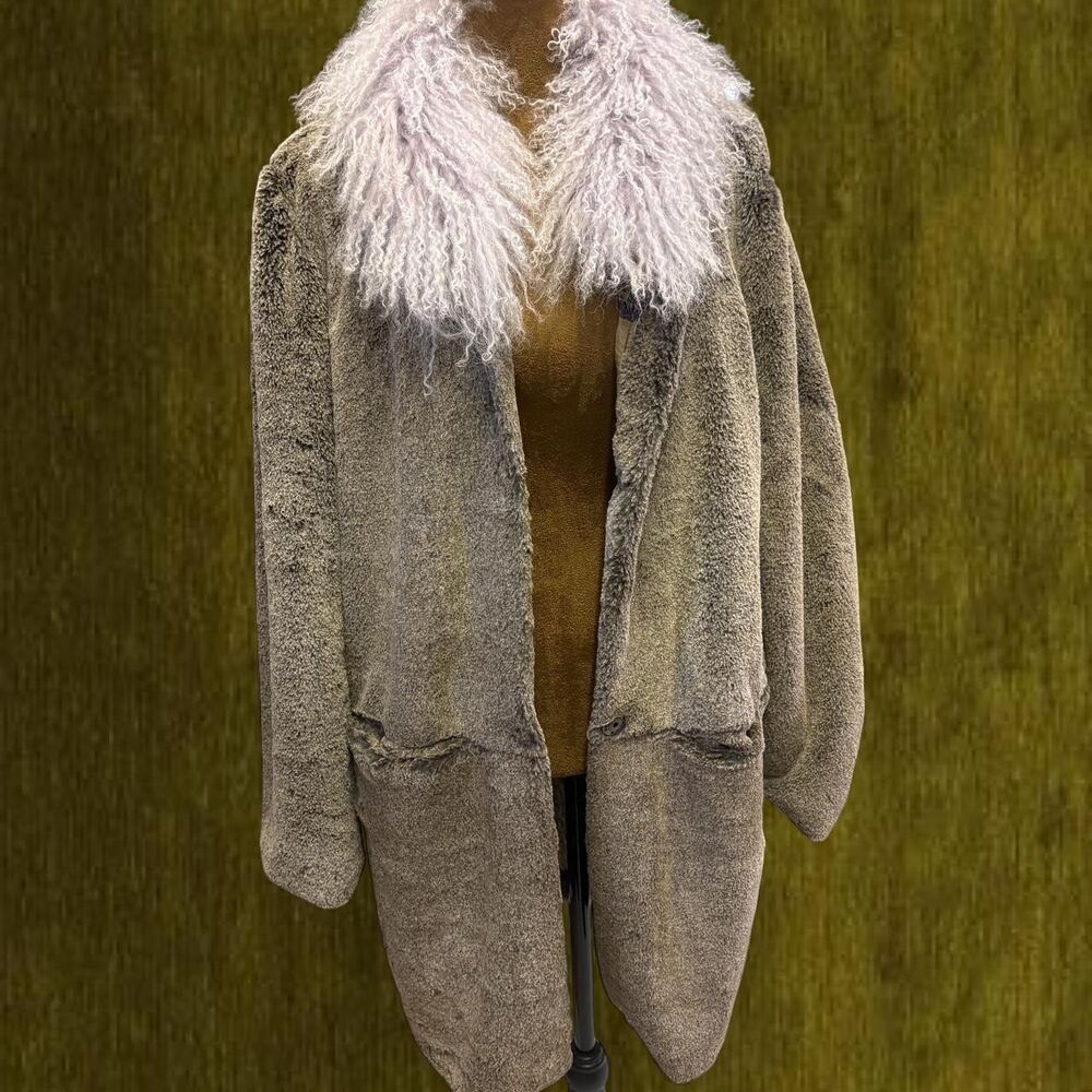 Y2K Whimsigoth Penny Lane Fairy Festival Faux Fur Coat by Monoplaza Size M